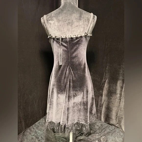 Dolls Kill Black Velvet Mini Dress - Picture 6 of 7